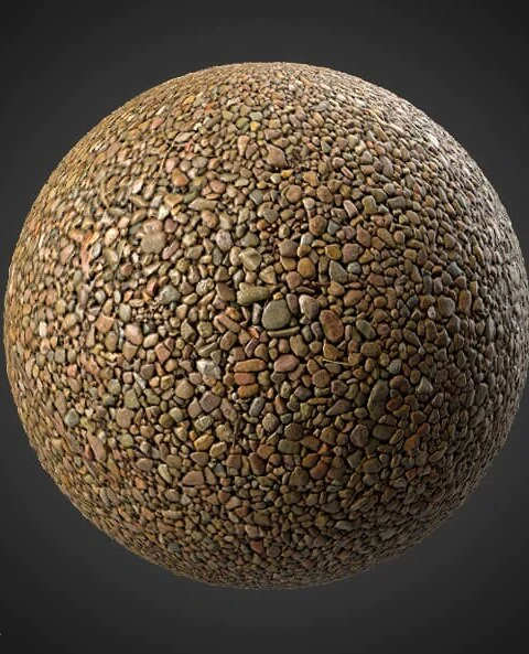 Gravel seamless 3D texture PBR, high resolution 4K, HD free download for Unity, Unreal, and V-Ray