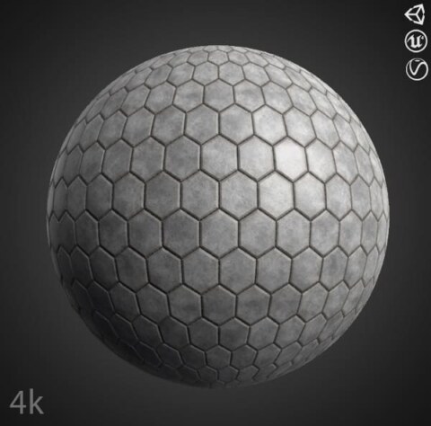 Hexagonal Pavement 3D Textures PBR Haute Résolution Téléchargement Gratuit 4K Unity Unreal Vray