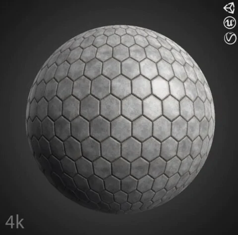 Hexagonal Pavement 3D Textures PBR High Resolution Free Download 4K Unity Unreal Vray