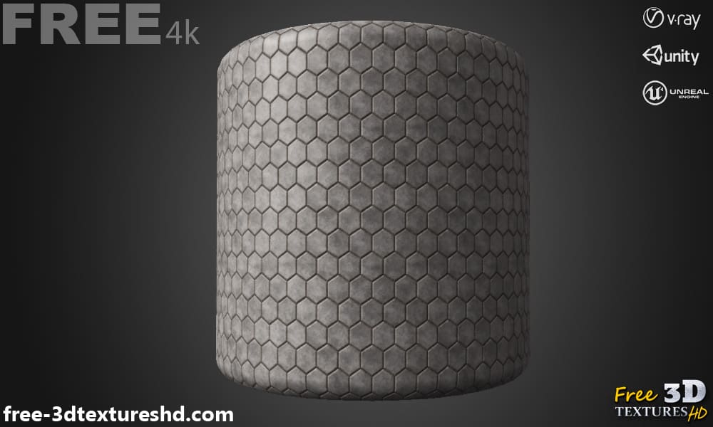 Hexagonal Pavement 3D Textures PBR Haute Résolution Téléchargement Gratuit 4K Unity Unreal Vray