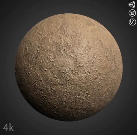 4K mud soil seamless 3D texture PBR, high resolution, HD free download for Unity, Unreal, and V-Ray