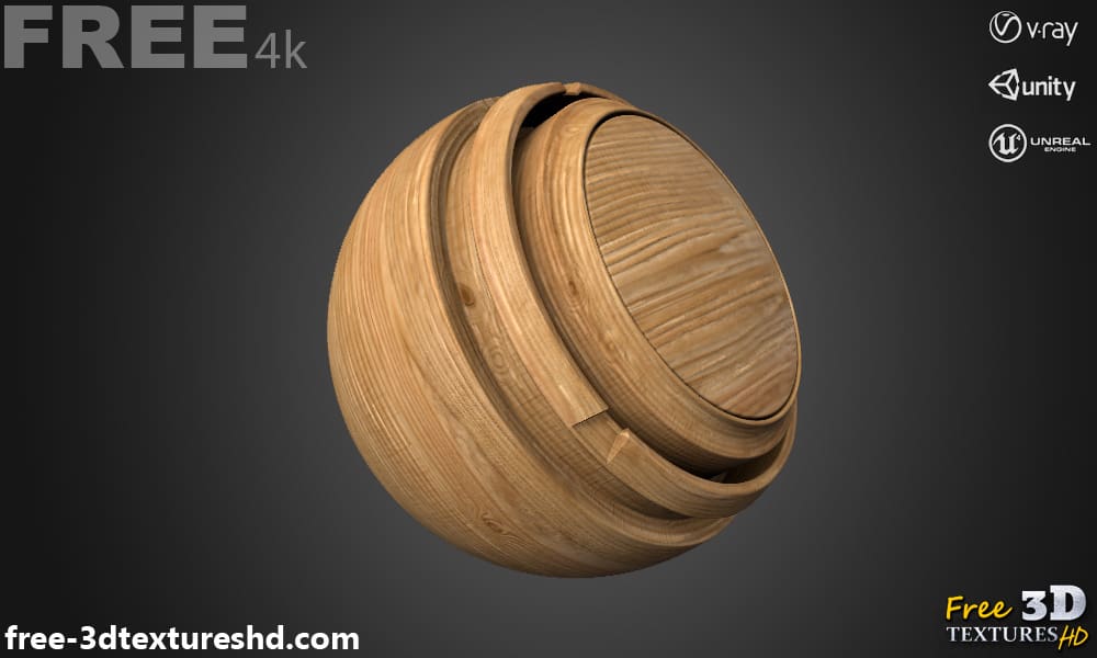 matériau bois naturel texture 3D PBR, haute résolution 4k HD à télécharger gratuitement pour Unity, Unreal, et V-Ray