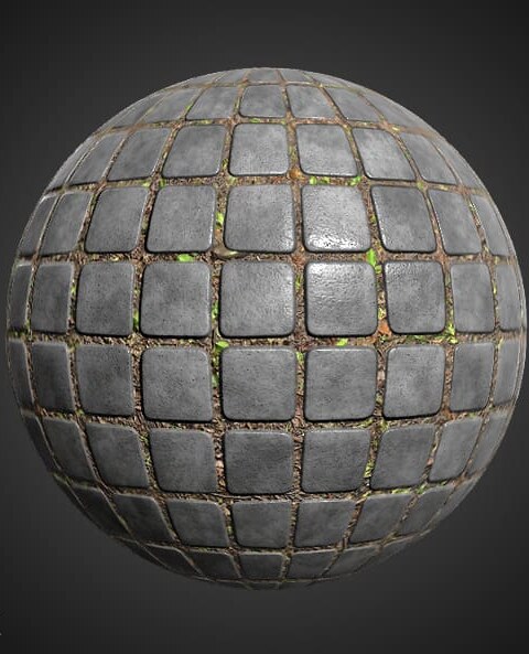 4K old concrete pavement with grass 3D textures PBR, high resolution, HD free download for Unity, Unreal, and V-Ray