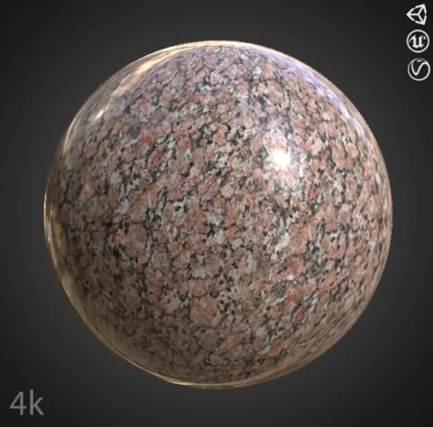 Red Granite Marble 3D Texture PBR Material Background Free Download 4K Unity Unreal Vray