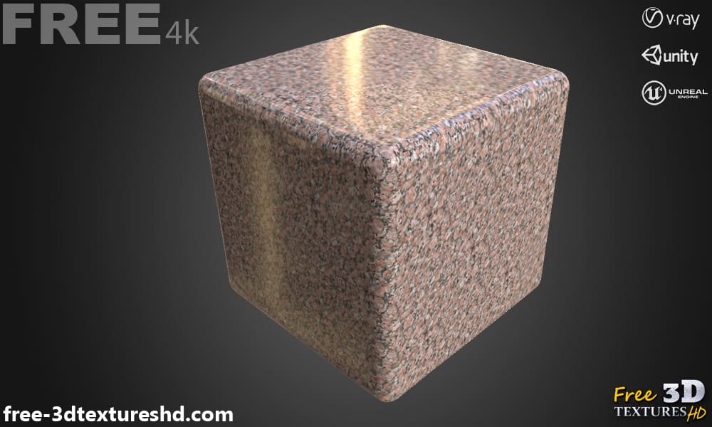 Texture 3D de marbre de granit rouge PBR Matériau d'arrière-plan Téléchargement gratuit 4K Unity Unreal Vray