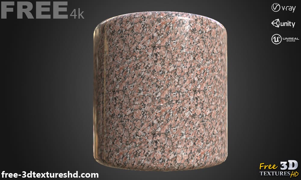 Texture 3D de marbre de granit rouge PBR Matériau d'arrière-plan Téléchargement gratuit 4K Unity Unreal Vray