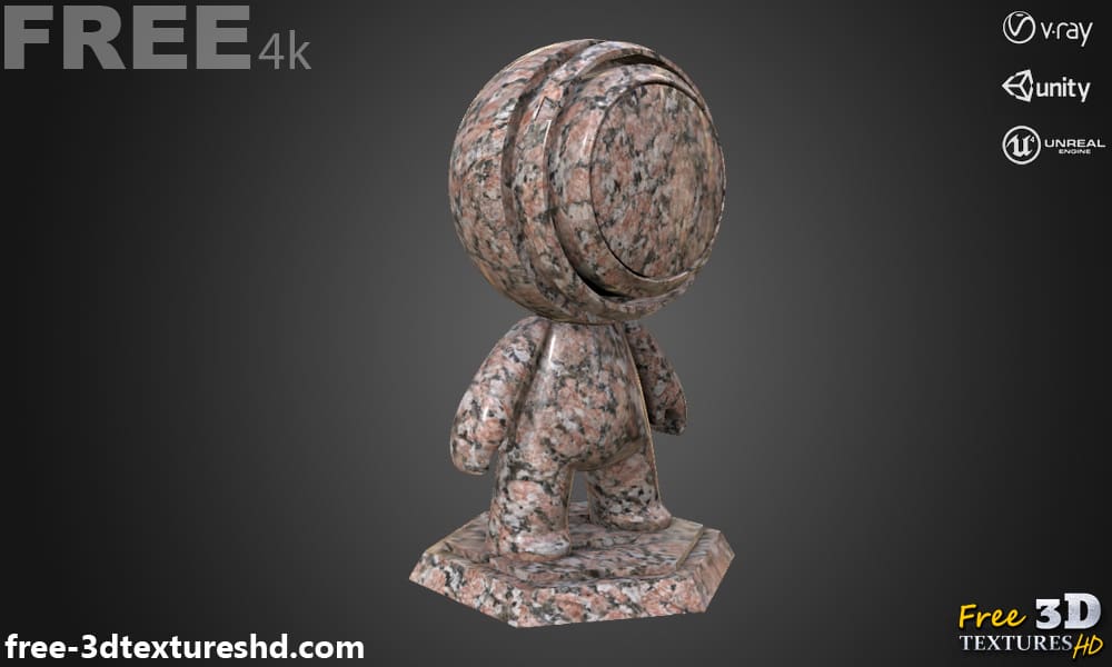 Texture 3D de marbre granit rouge PBR en haute résolution Téléchargement gratuit 4K pour Unreal Unity et Vray