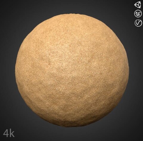Texture 3D sans couture de plage de sable PBR, haute résolution 4K, HD à télécharger gratuitement pour Unity, Unreal, et V-Ray
