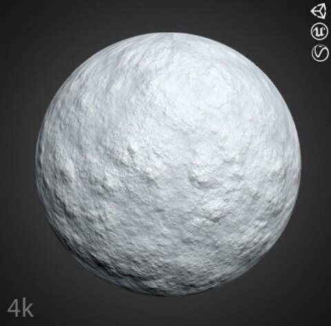 Texture 3D sans couture du sol enneigé PBR, haute résolution 4K HD à télécharger gratuitement pour Unity, Unreal et V-Ray.