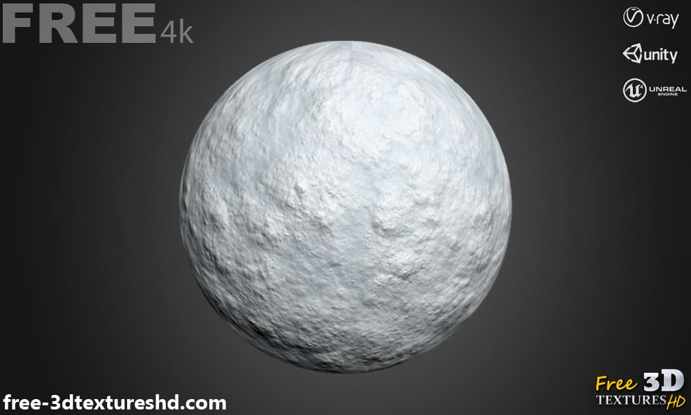 Texture 3D PBR de Neige au Sol Sans Couture en Haute Résolution Téléchargement Gratuit 4K pour Unreal Unity et Vray