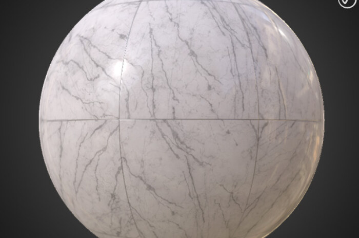 carrelage de sol en marbre blanc Texture 3D Matériau PBR Téléchargement gratuit Objet de rendu 4K Unity Unreal Vray