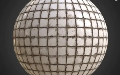 Texture 3D de tuile sale blanche ancienne Matériau PBR Téléchargement gratuit 4K Unity Unreal Vray Render Maps
