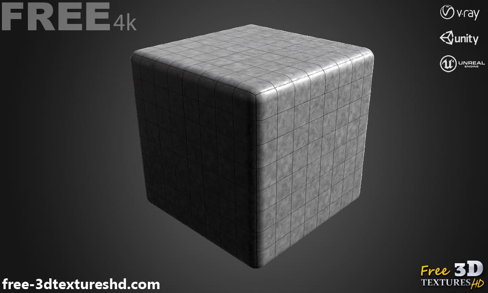 Concrete Tile Pavement 3D Texture PBR en Haute Résolution Téléchargement gratuit 4K pour Unreal Unity et Vray