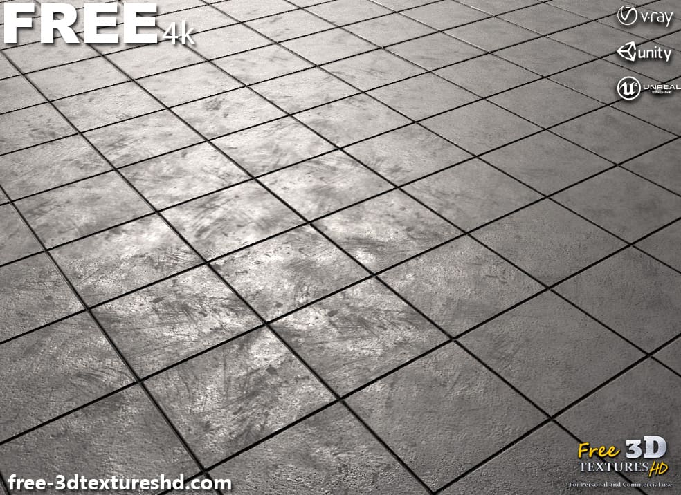 Concrete pavement Tile 3D Texture PBR en Haute Résolution Téléchargement gratuit 4K pour Unreal Unity et Vray