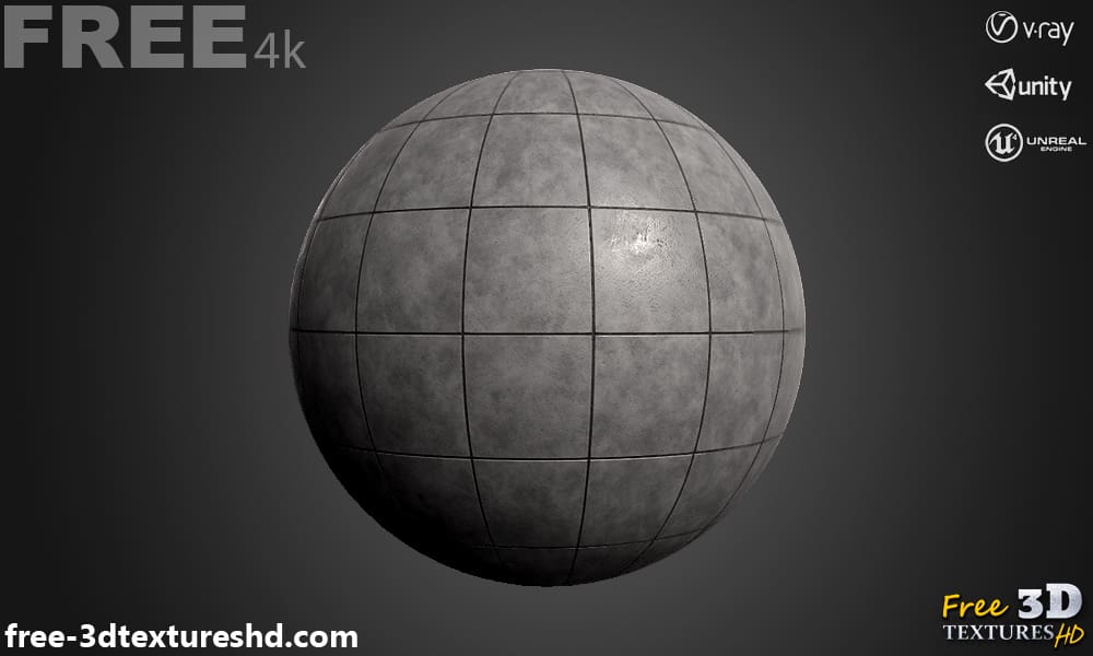 Dalle de Béton Texture 3D PBR Haute Résolution Téléchargement Gratuit 4K Unity Unreal Vray Rendu Matériau