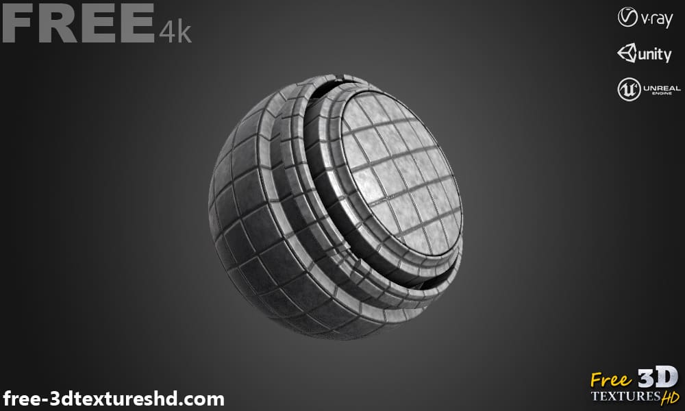Textures 3D PBR de Pavage Hexagonal en Béton Haute Résolution Téléchargement Gratuit 4K Unity Unreal Vray
