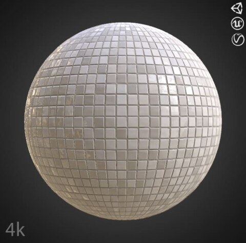 White Ceramic Tiles 3D Texture PBR Material Background Free Download 4K Unity Unreal Vray Render Maps