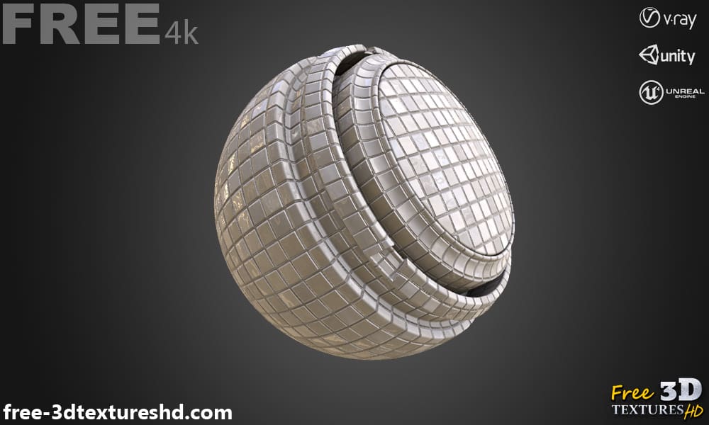 Carreaux de céramique blancs Texture 3D Matériau PBR Fond Téléchargement gratuit 4K Unity Unreal Vray Render Maps