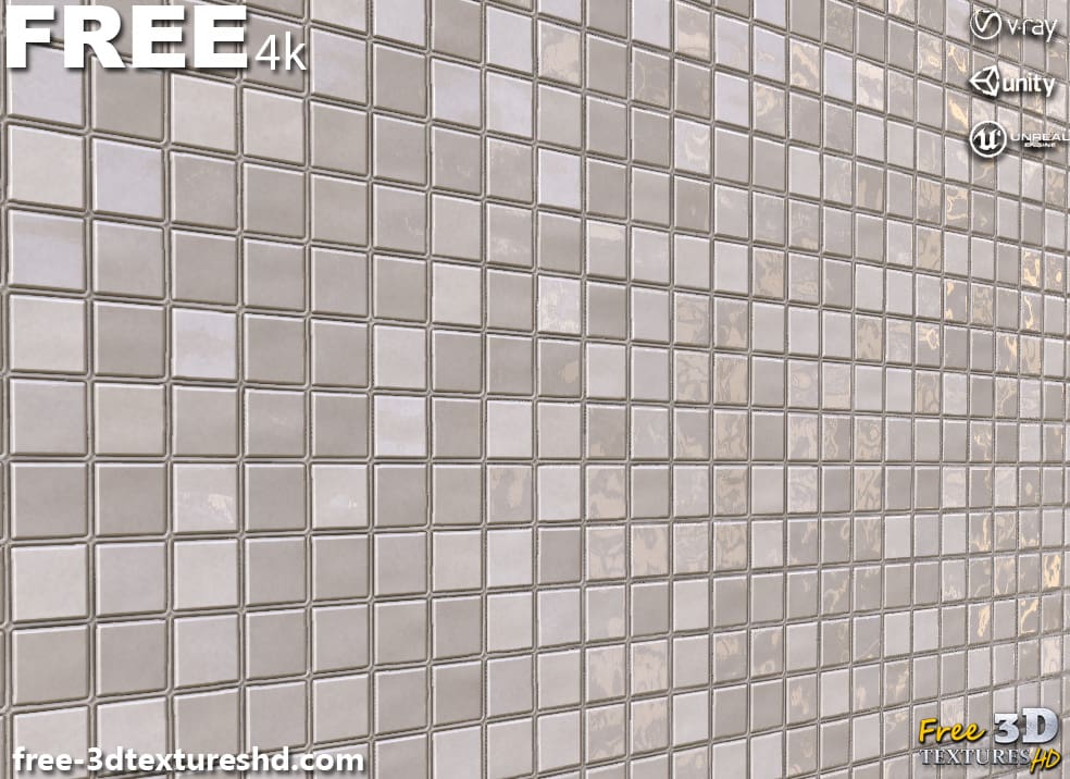 Carreaux de céramique blancs Texture 3D Matériau PBR Fond Téléchargement gratuit 4K Unity Unreal Vray Render Maps