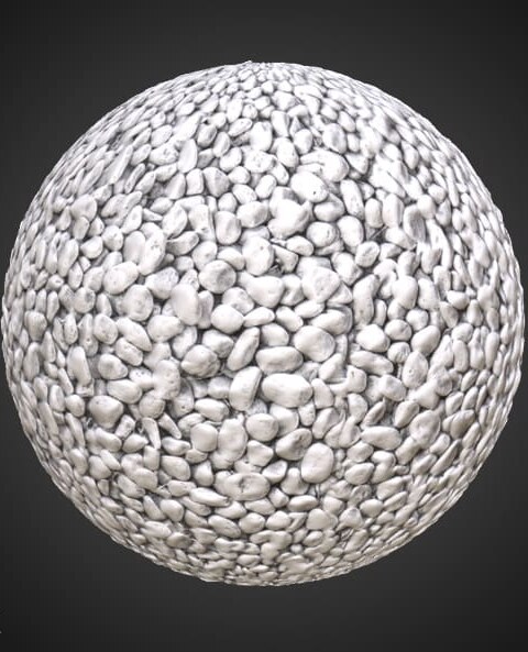 caillou blanc texture 3D PBR, haute résolution 4K, HD téléchargement gratuit pour Unity, Unreal, V-Ray, et rendu