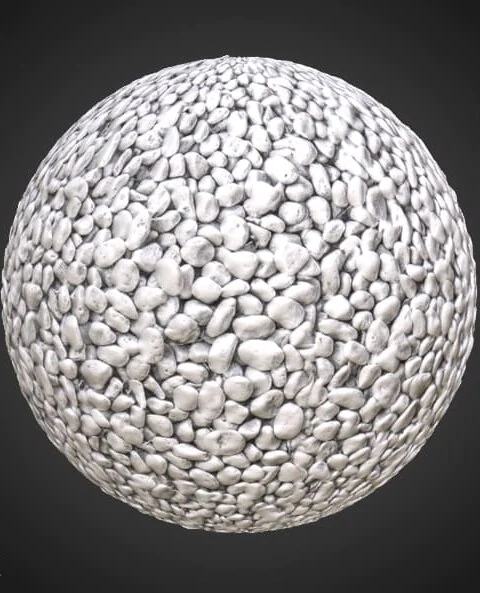 white pebble stone ground 3D texture PBR, high resolution 4K, HD free download for Unity, Unreal, V-Ray, and rendering