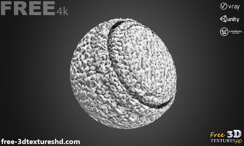 caillou blanc texture 3D PBR, haute résolution 4K, HD téléchargement gratuit pour Unity, Unreal, V-Ray, et rendu