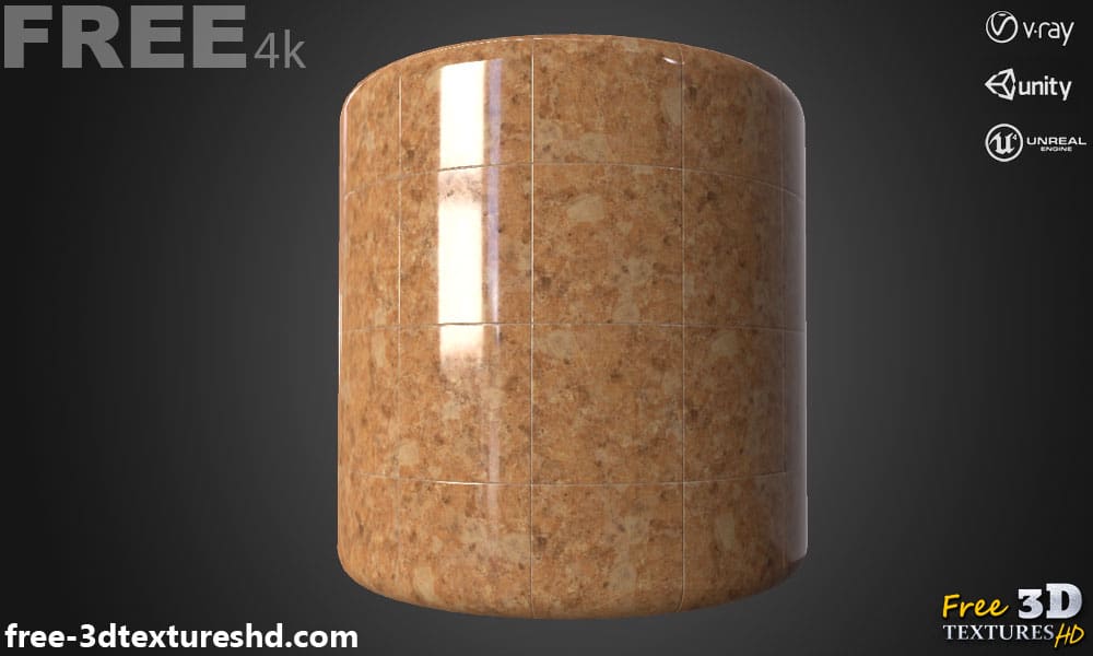 Carreaux de sol en marbre rouge beige thé Texture 3D Matériau PBR Téléchargement gratuit 4K Unity Unreal Vray Render