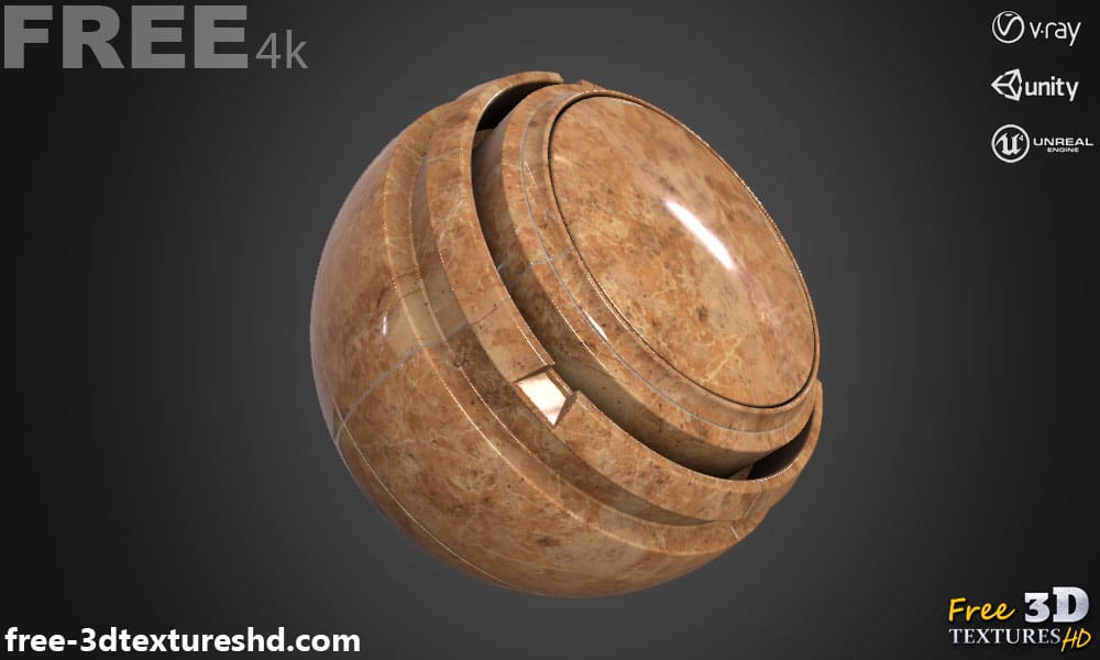 Carreaux de sol en marbre rouge beige thé Texture 3D Matériau PBR Téléchargement gratuit 4K Unity Unreal Vray Render