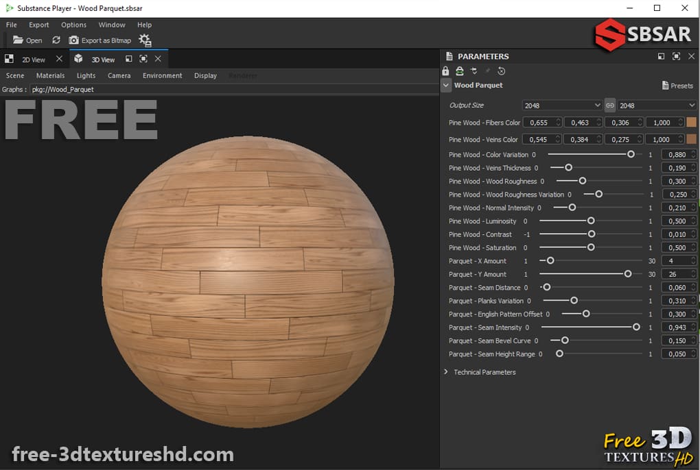 Générateur de parquet en bois substance SBSAR téléchargement gratuit-substance-player-preview