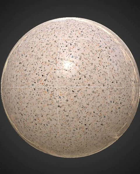 Beige Ceramic Floor Tiles Terrazzo Pattern Seamless Substance SBSAR PBR Texture Free Download 4K High Resolution for Unity, Unreal Engine, and Vray