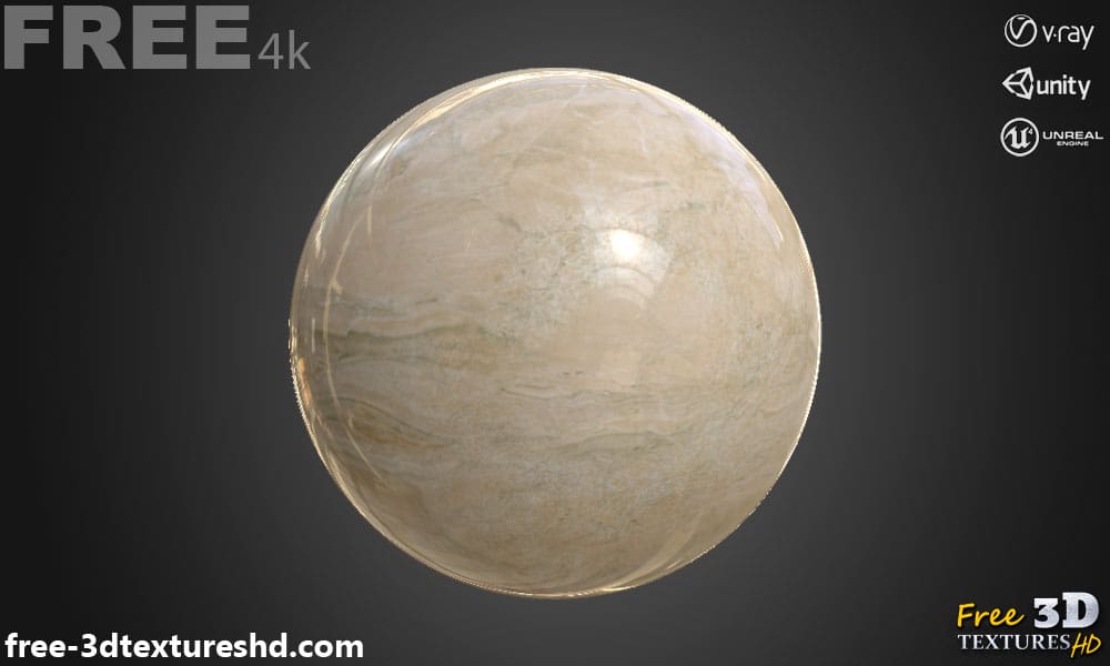 Texture PBR en marbre beige en haute résolution Téléchargement gratuit 4K pour Unreal Unity et Vray
