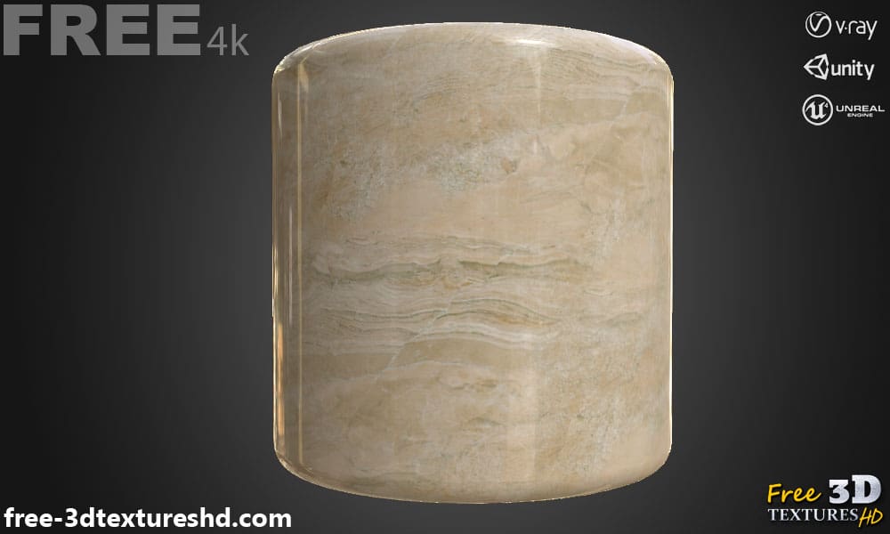 Texture PBR en marbre beige en haute résolution Téléchargement gratuit 4K pour Unreal Unity et Vray