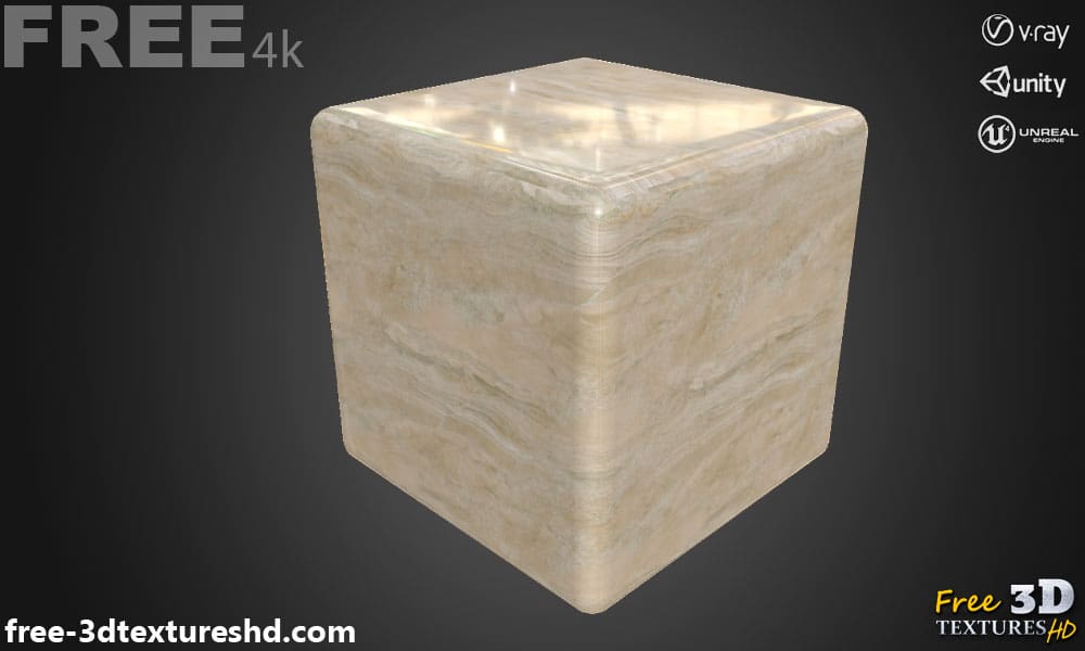 Texture PBR en marbre beige en haute résolution Téléchargement gratuit 4K pour Unreal Unity et Vray