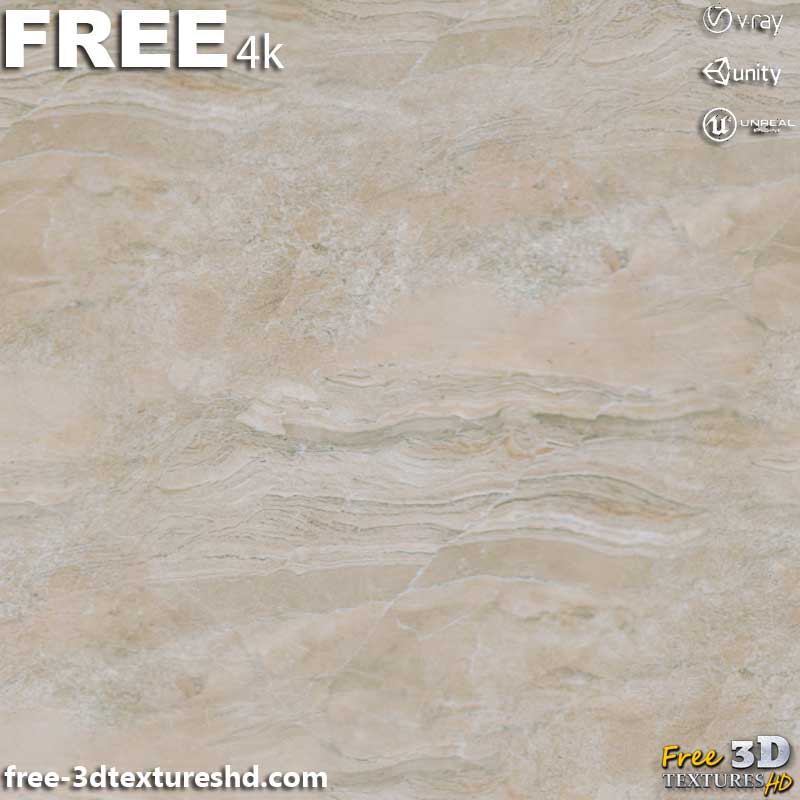 Texture PBR en marbre beige en haute résolution Téléchargement gratuit 4K pour Unreal Unity et Vray