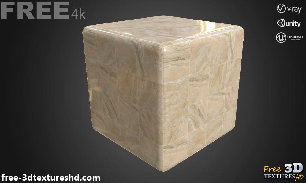 Téléchargement gratuit de texture de carrelage en marbre beige SBSAR PBR 4K pour Unity Unreal Vray