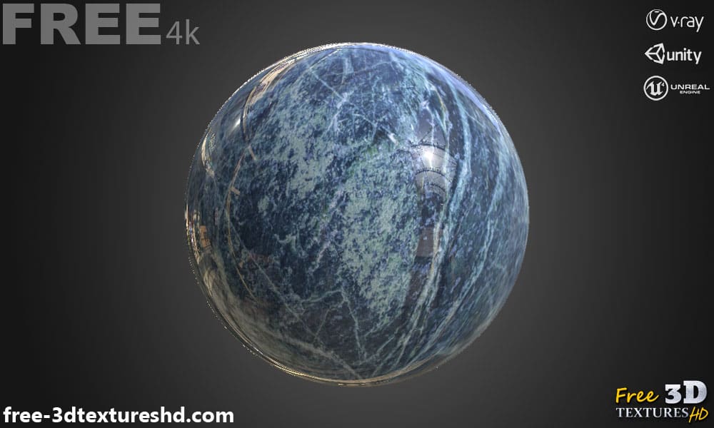 Téléchargement gratuit de texture de tuile de marbre bleu SBSAR PBR 4K haute résolution pour Unity, Unreal Engine et Vray