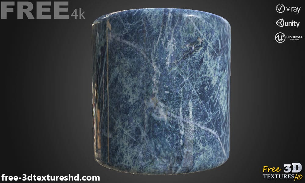 Téléchargement gratuit de texture de tuile de marbre bleu SBSAR PBR 4K haute résolution pour Unity, Unreal Engine et Vray