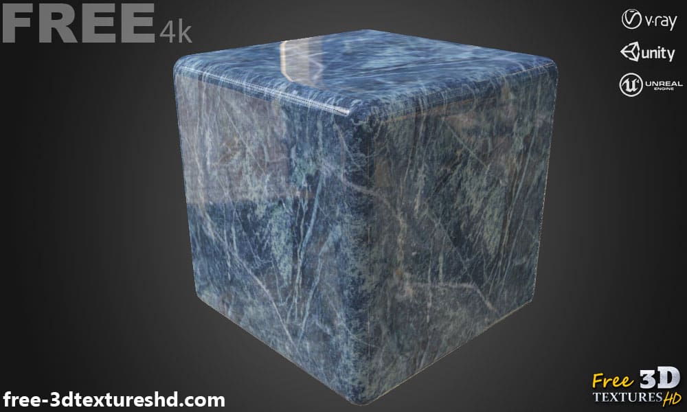 Téléchargement gratuit de texture de tuile de marbre bleu SBSAR PBR 4K haute résolution pour Unity, Unreal Engine et Vray