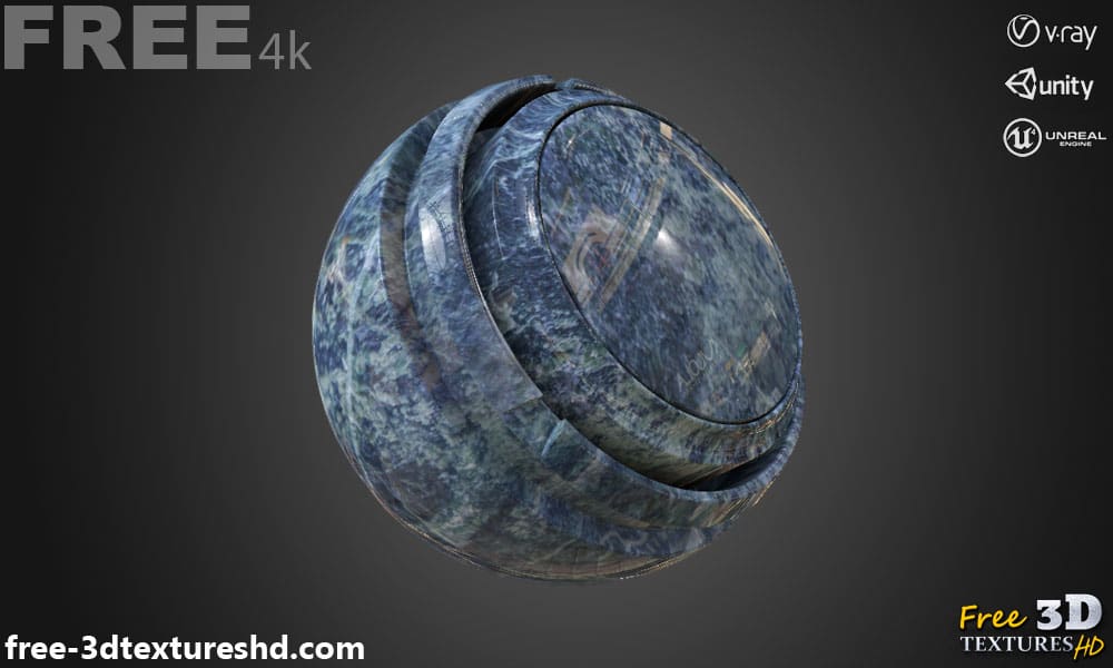 Téléchargement gratuit de texture de tuile de marbre bleu SBSAR PBR 4K pour Unity Unreal Vray