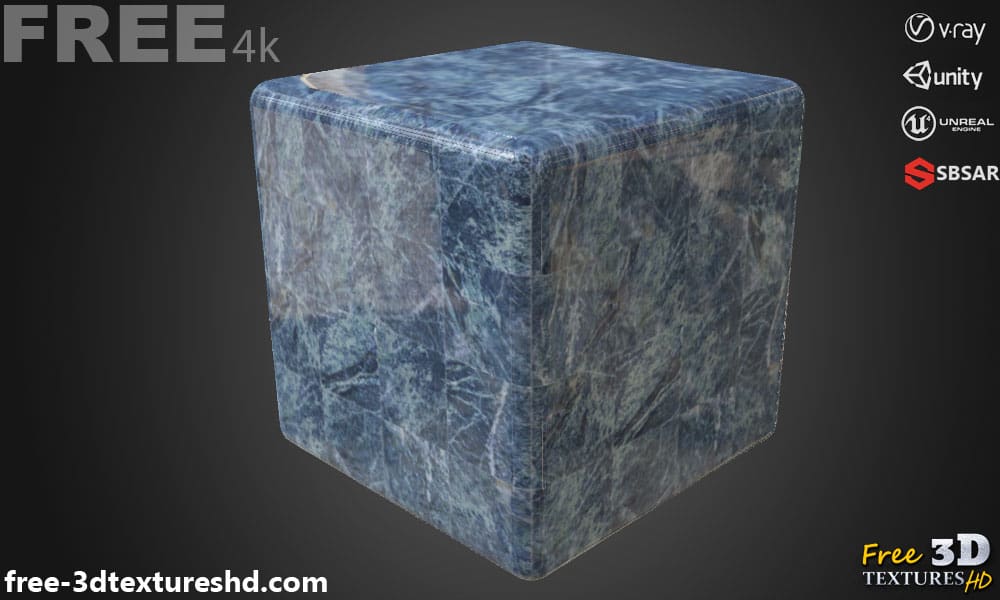 Téléchargement gratuit de texture de tuile de marbre bleu SBSAR PBR 4K pour Unity Unreal Vray