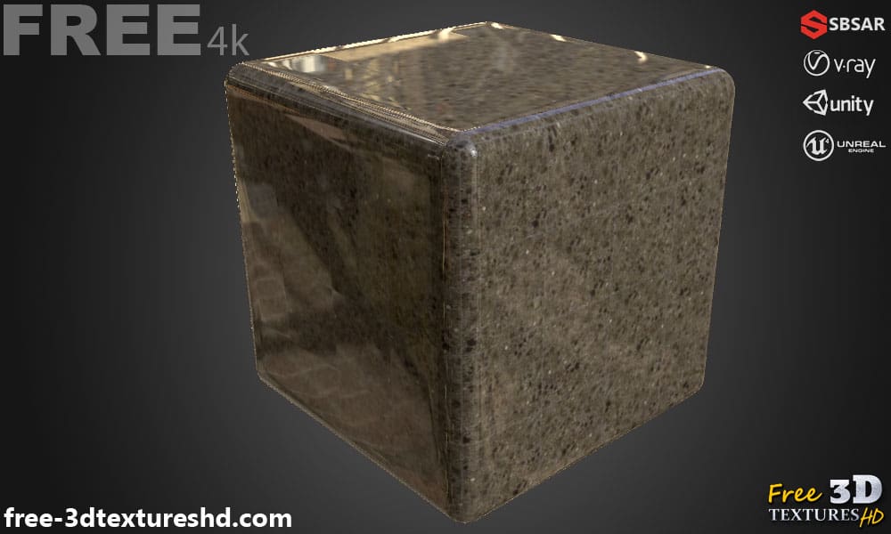 Carrelage de sol en céramique Marron avec motif terrazzo, texture PBR SBSAR transparente à télécharger gratuitement en haute résolution 4K pour Unity, Unreal Engine, et Vray