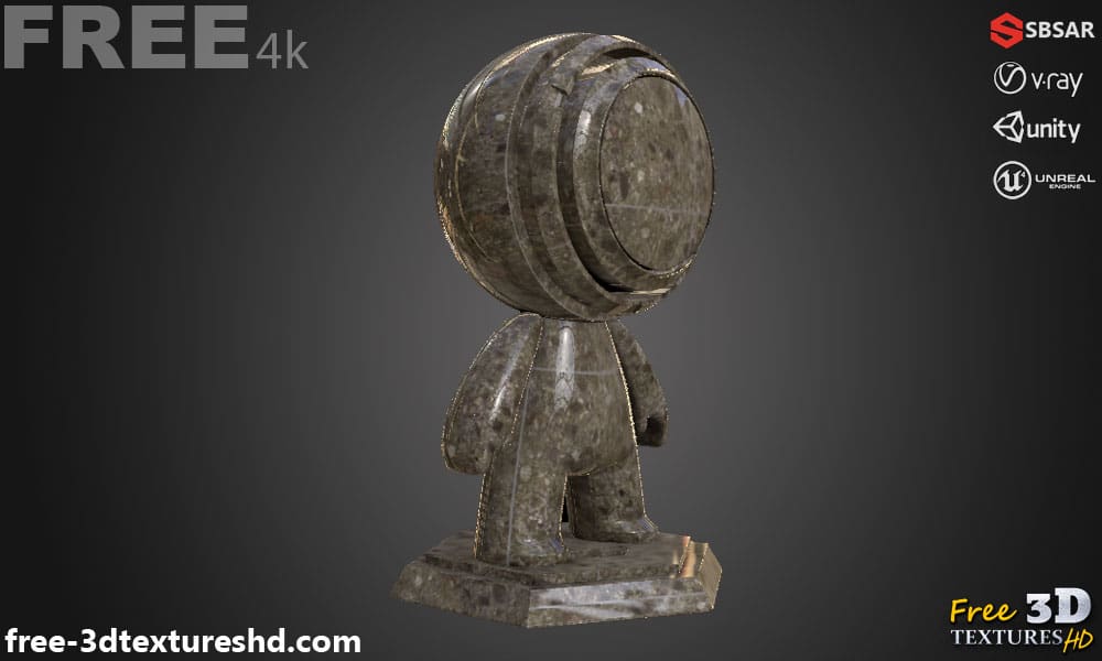 Carrelage de sol en céramique Marron avec motif terrazzo, texture PBR SBSAR transparente à télécharger gratuitement en haute résolution 4K pour Unity, Unreal Engine, et Vray