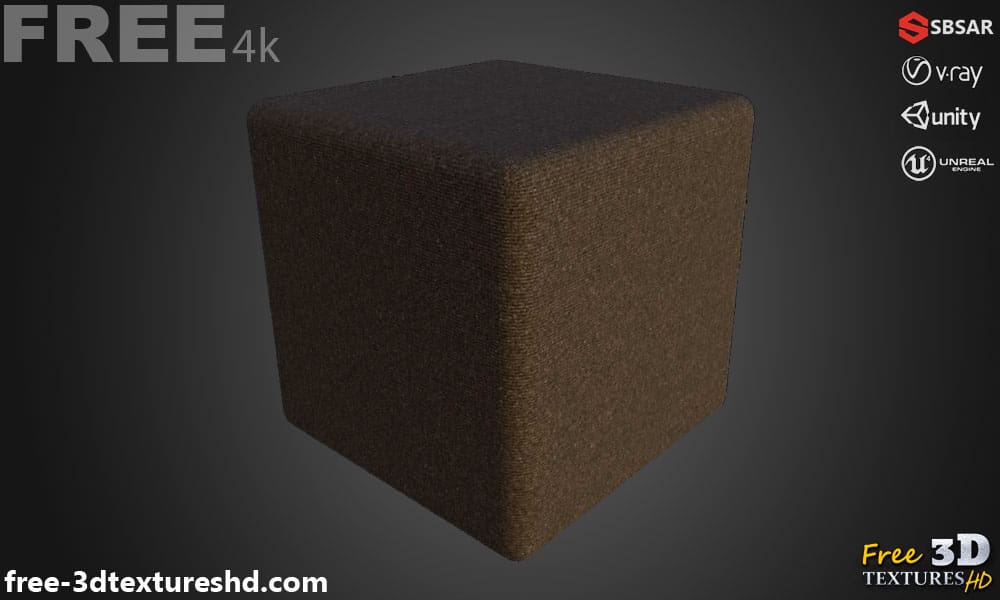 Tissu de tapis marron PBR Texture 3D Téléchargement gratuit Haute résolution Substance SBSAR Unity Unreal Vray