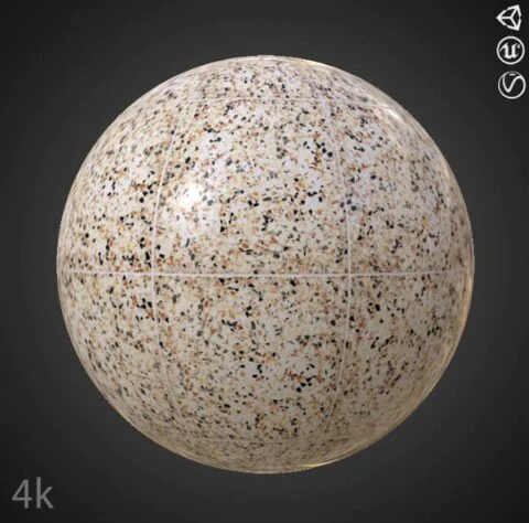 Ceramic Floor Tile Terrazzo Pattern Seamless Substance SBSAR PBR Texture Free Download 4K High Resolution for Unity, Unreal Engine, and Vray