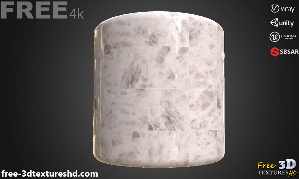 Téléchargement gratuit de texture de carreaux de marbre en quartz cristal SBSAR PBR haute résolution 4K pour Unreal Engine et Vray