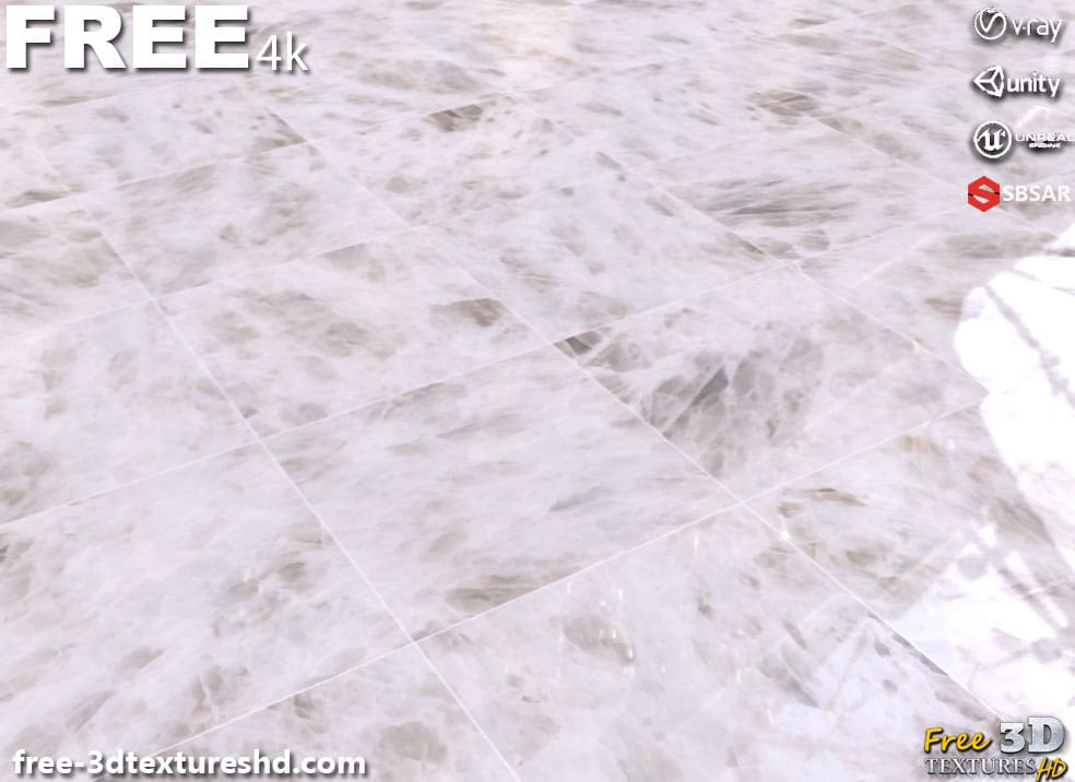 Texture PBR en marbre de quartz cristallin en haute résolution Téléchargement gratuit 4K pour Unreal Unity et Vray