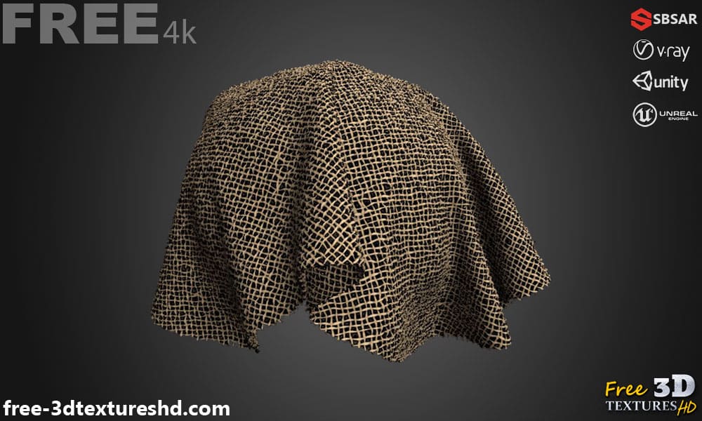 Tissu à toile endommagé Substance SBSAR Téléchargement gratuit Texture PBR 3D haute résolution pour Unity Unreal Vray