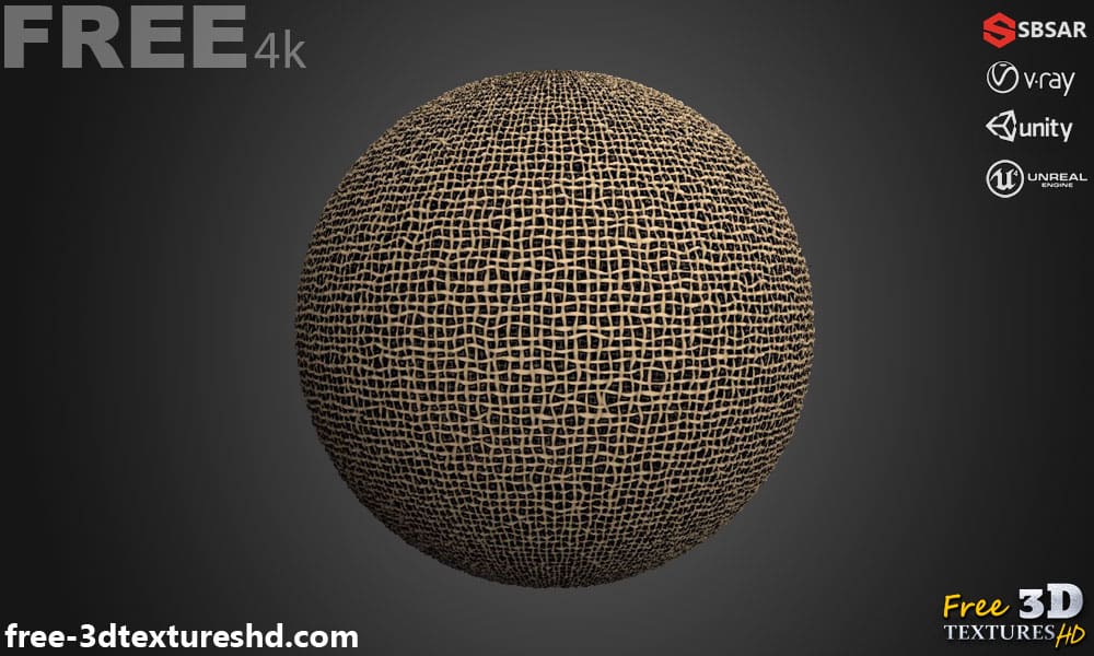 Tissu à armure toile ancien endommagé PBR Texture 3D Téléchargement gratuit Haute résolution Substance SBSAR Unity Unreal