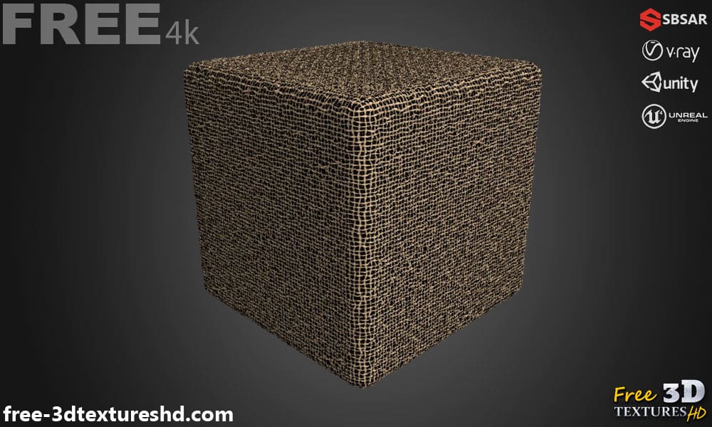 Tissu à armure toile ancien endommagé PBR Texture 3D Téléchargement gratuit Haute résolution Substance SBSAR Unity Unreal
