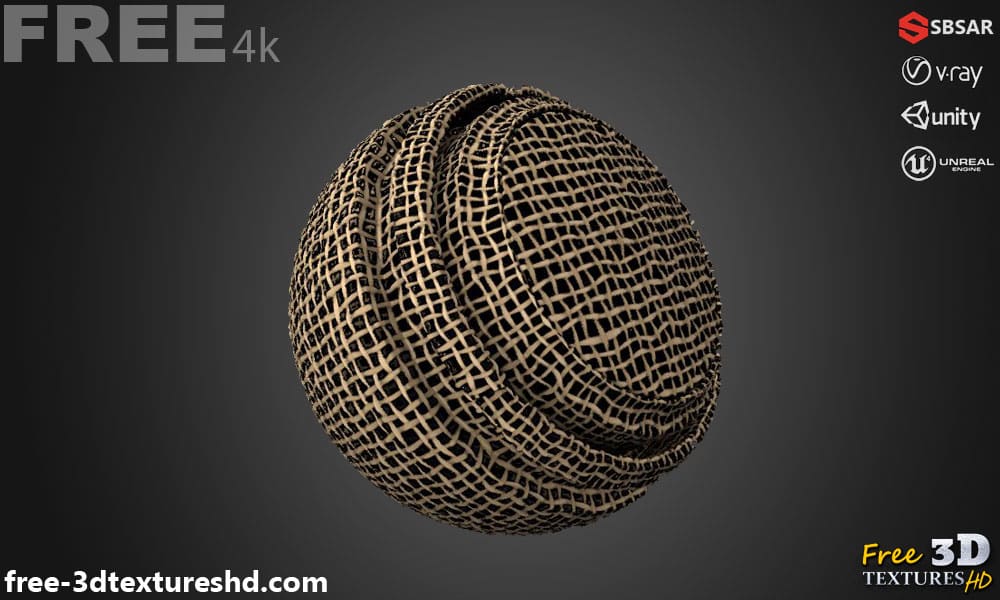 Tissu à toile endommagé Substance SBSAR Téléchargement gratuit Texture PBR 3D haute résolution pour Unity Unreal Vray